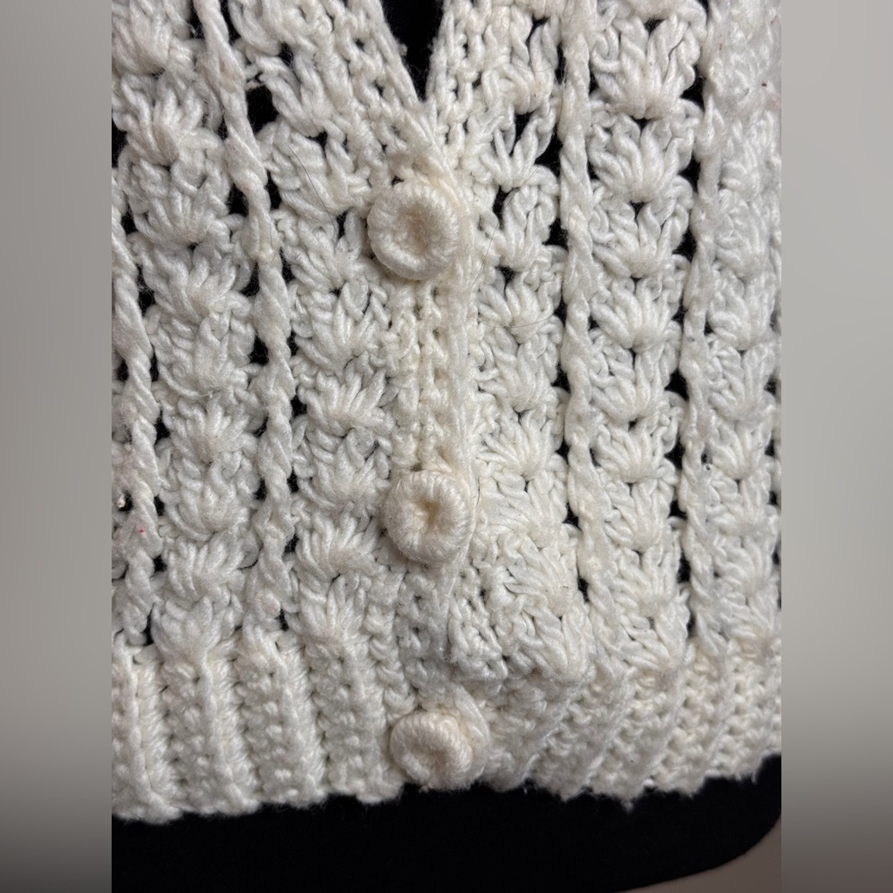 Vintage Western Connection Chunky Knit Vest Cream Boho Grandpa Core Medium - Picture 2 of 7